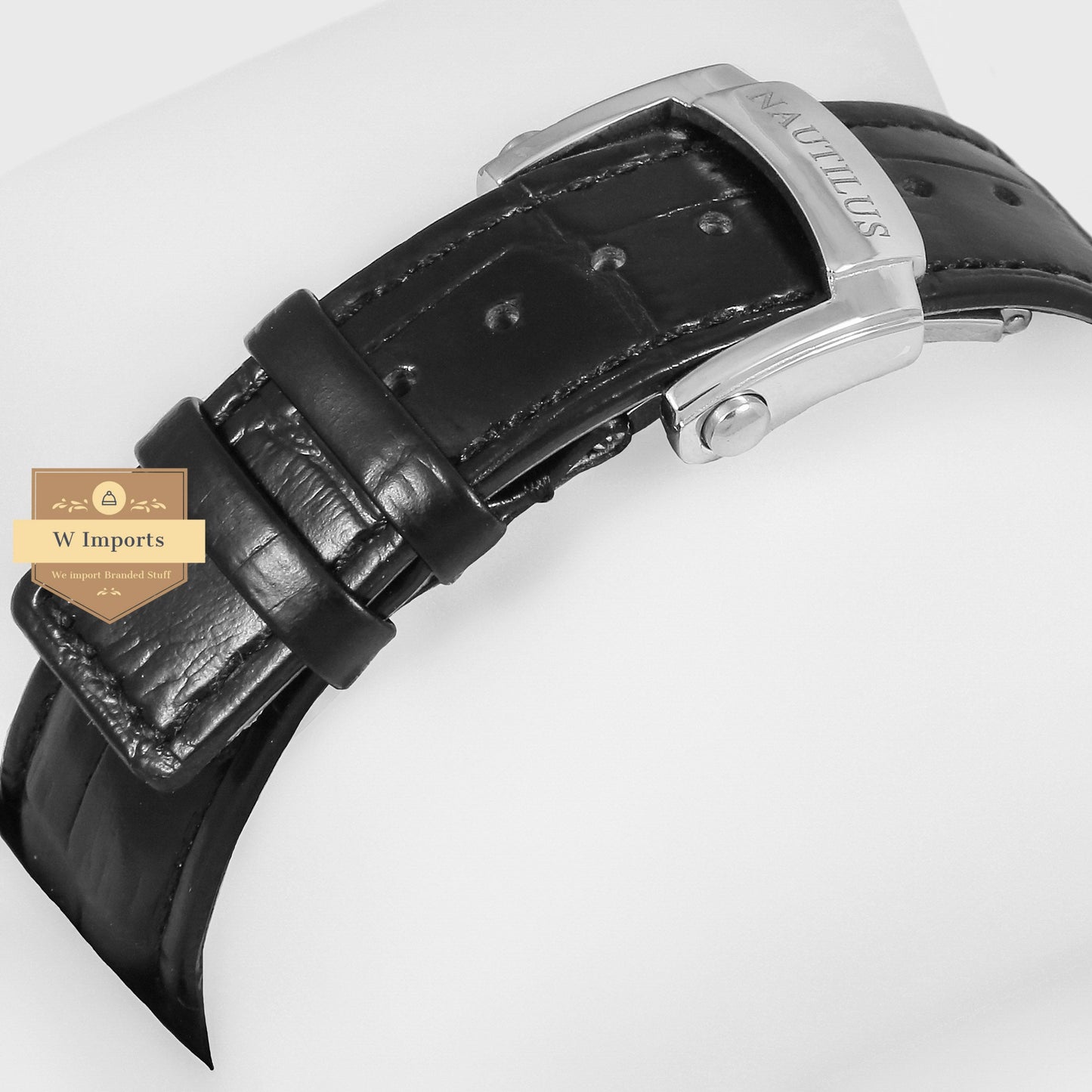 Latest Collection Silver Case With Black Dial & Leather Strap