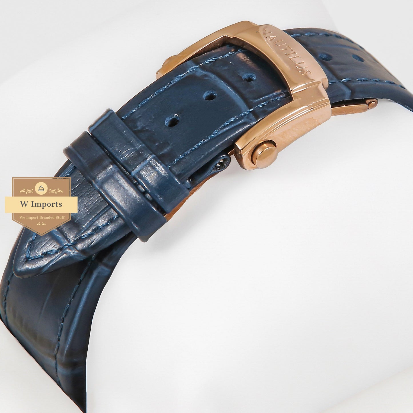 Latest Collection Annual Calender Moon Phase Rose Gold Case With Blue Dial & Leather Strap