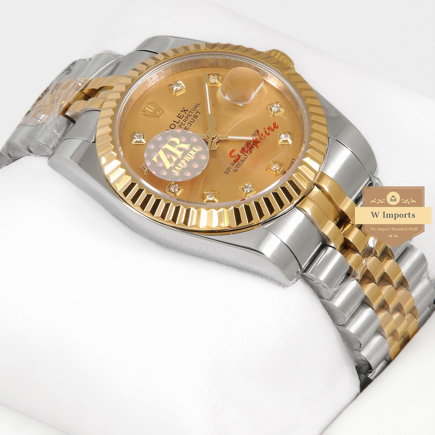 New 36 Two Tone Yellow Gold With Dial Stone Index Zr Factory