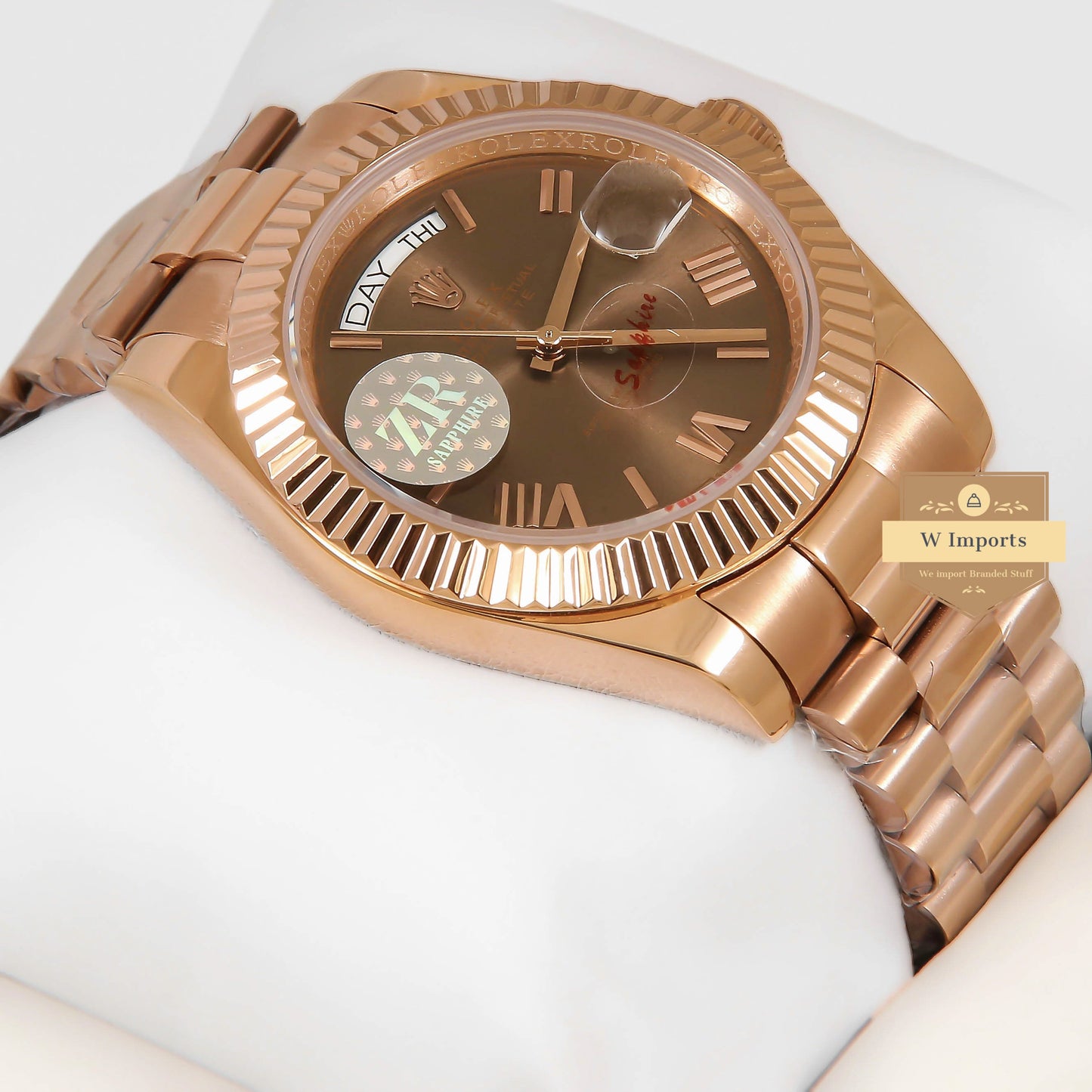 Latest Collection 40 Rose Gold With Brown Dial Roman Numeral & Fluted Bezel ZR Factory