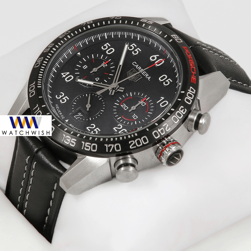Latest Collection Chronograph Silver Case With Black Dial & Bezel With Black Leather Strap