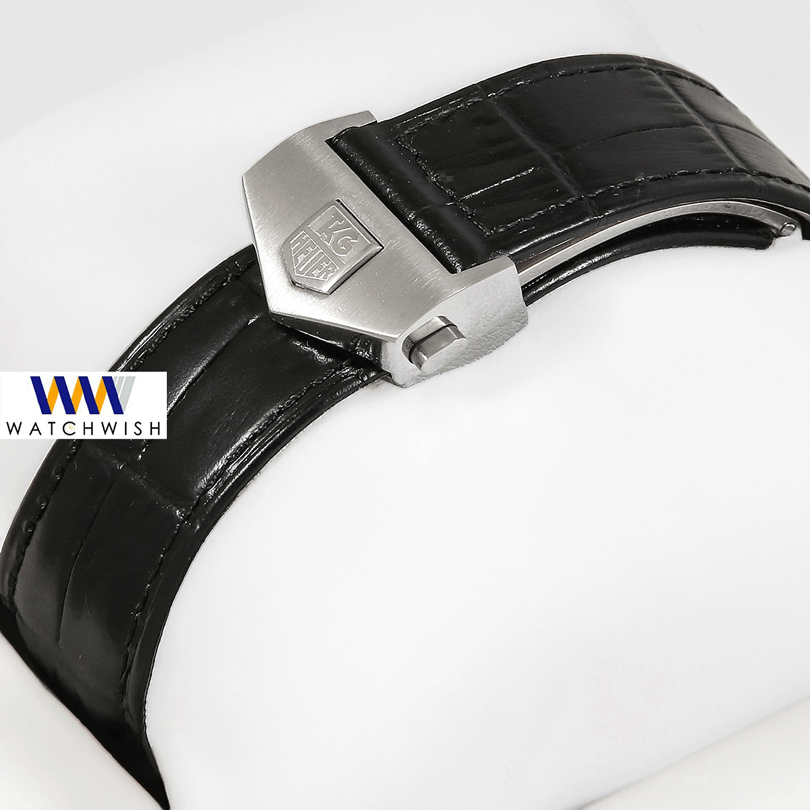 Latest Collection Chronograph Silver Case With Black Dial & Leather Strap