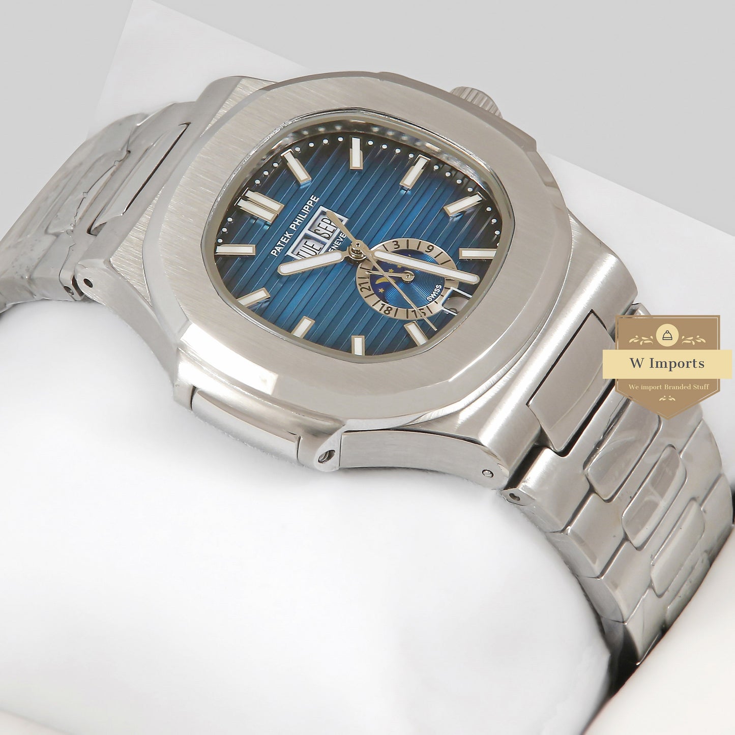 Latest Collection Moon Phase Silver With Deep Blue Dial Automatic Watch