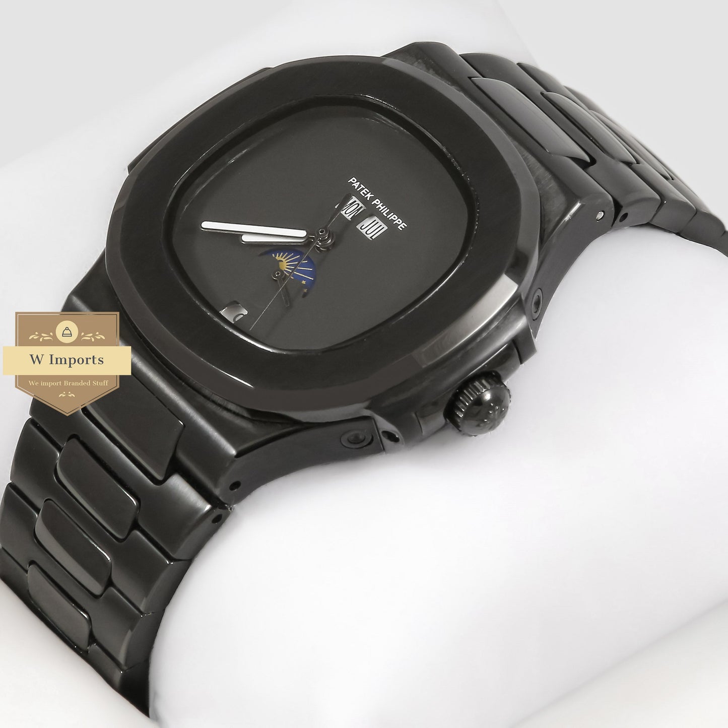 Latest Collection Moon Phase All Black Stainless Steel Automatic Watch