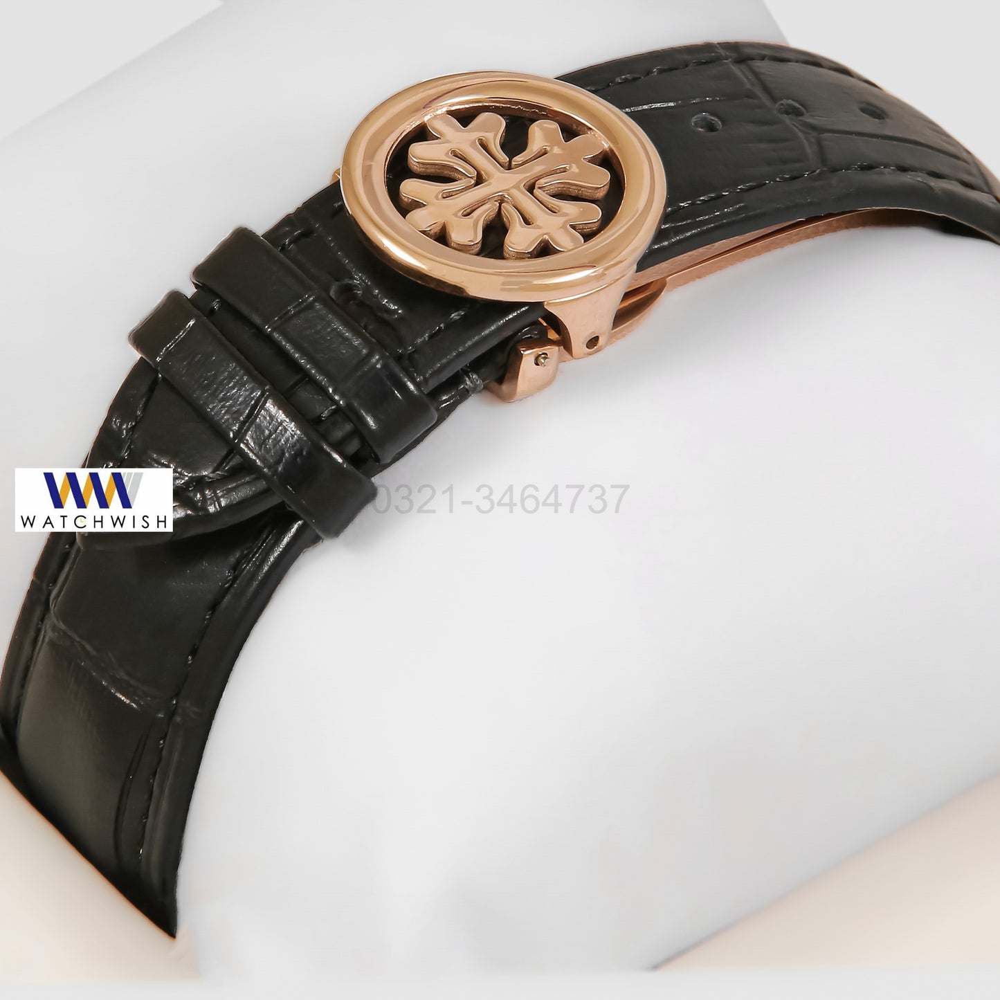 Latest Collection Tourbillon Moon phase Rose Gold Case With Black Skeleton Dial & Leather Strap