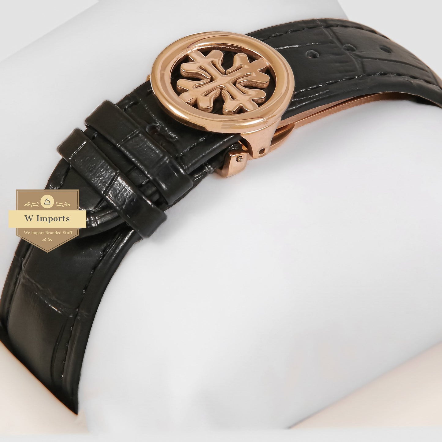 Latest Collection Tourbillon Moon phase Rose Gold Case With Black Skeleton Dial & Leather Strap