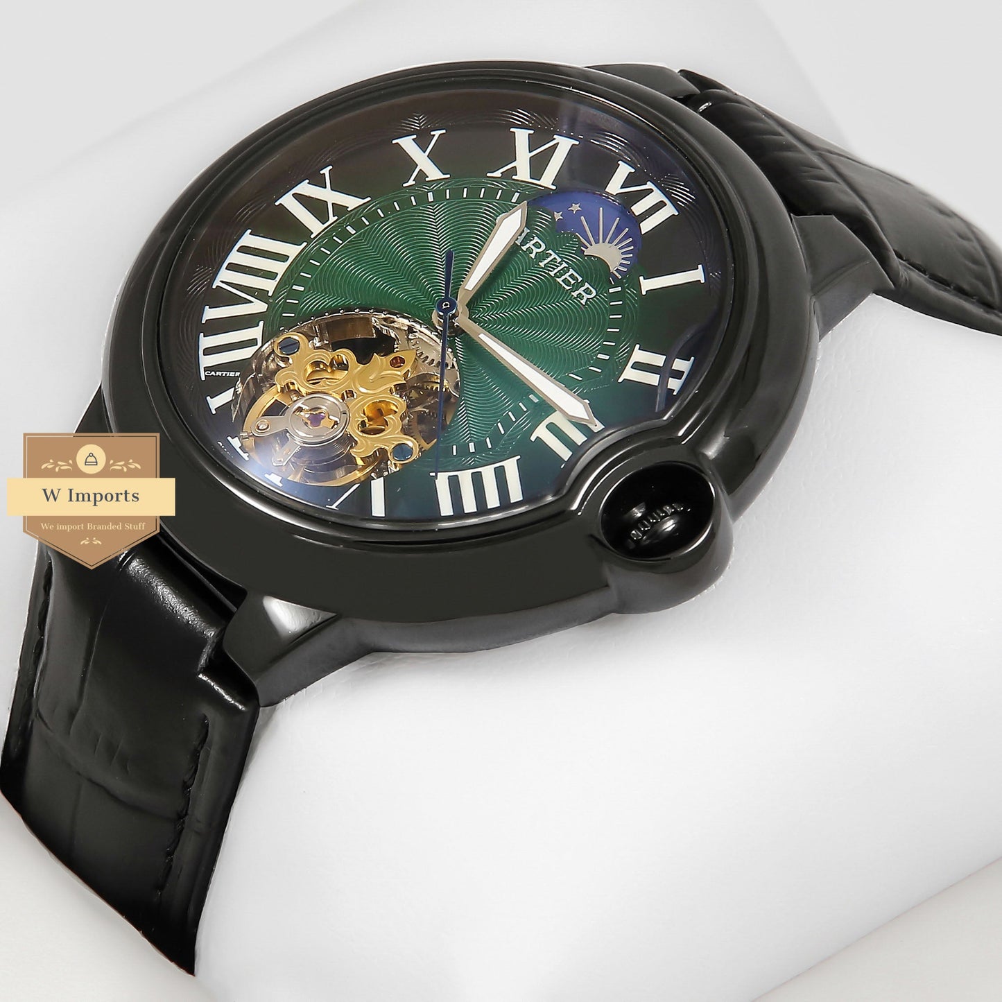 Latest Collection Ballon Bleu Tourbillon All Black With Green Dial Automatic Watch