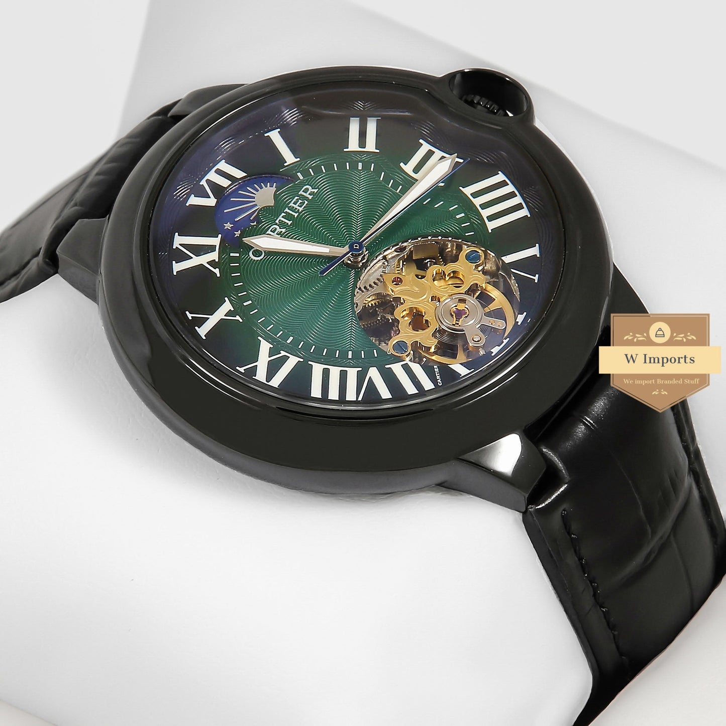 Latest Collection Ballon Bleu Tourbillon All Black With Green Dial Automatic Watch