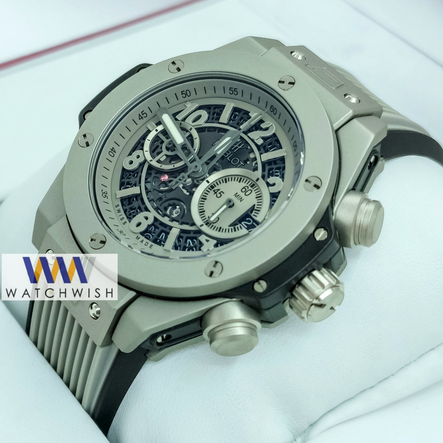 New Collection Matt Grey With Grey Skeleton Dial Chronograph Watch For Men