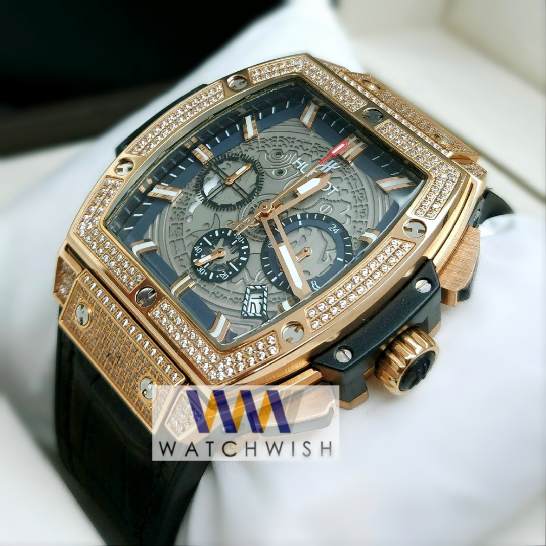 New Collection Rose Gold With Grey Dial Chronograph Watch