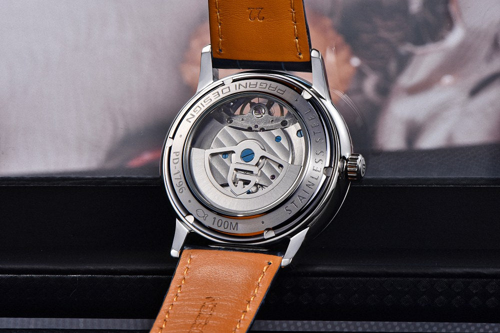 Pagani Design Blue Dial Tourbillon Leather Men's Watch- PD1796