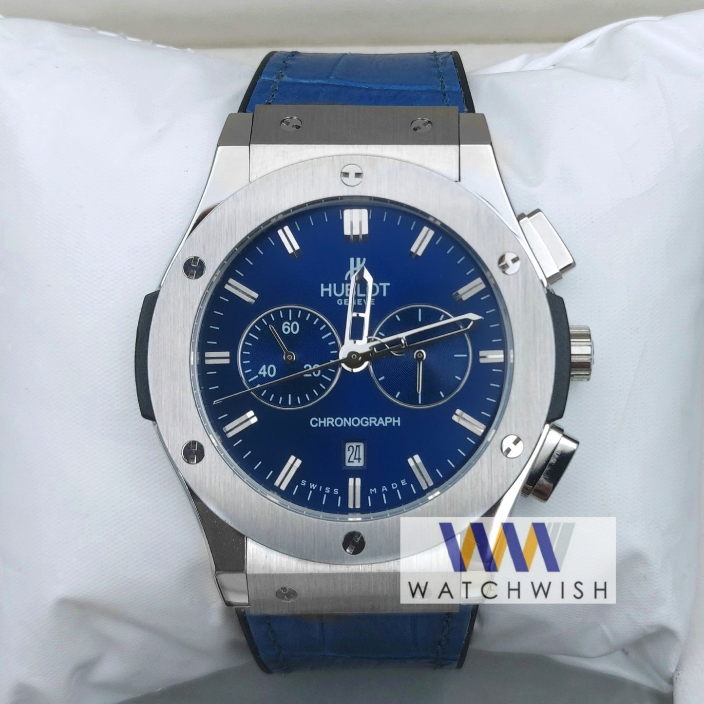 New Collection Silver With Blue Dial Chronograph Watch