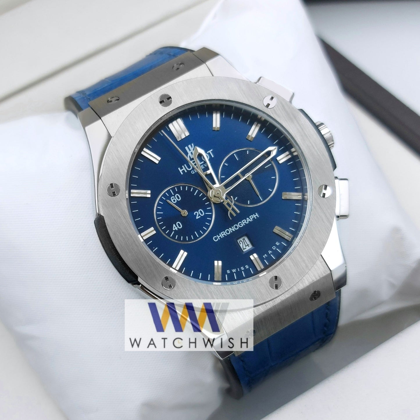 New Collection Silver With Blue Dial Chronograph Watch