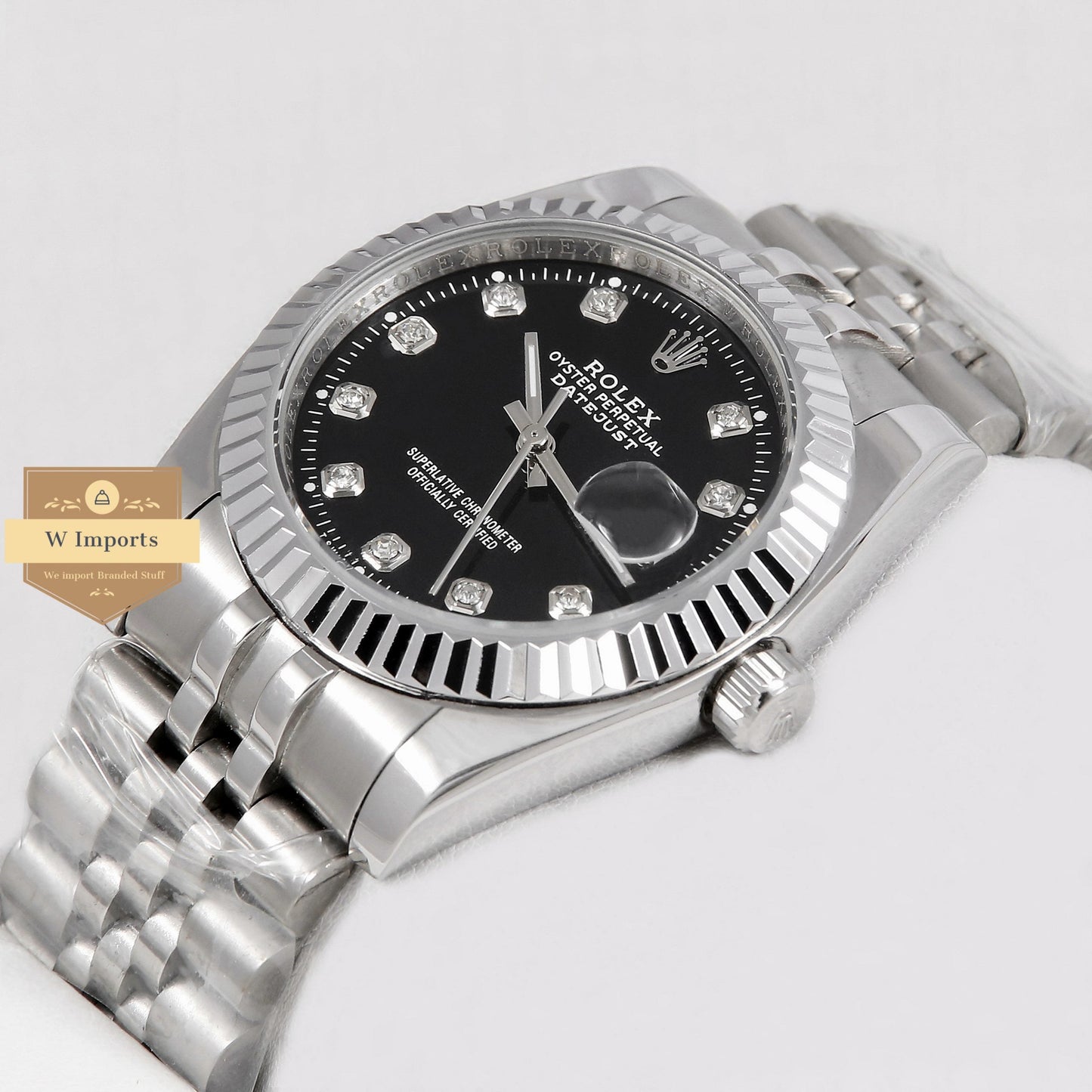 Latest Collection 36 Silver With Black Dial & Stone Numeral Automatic Watch ZR Factory