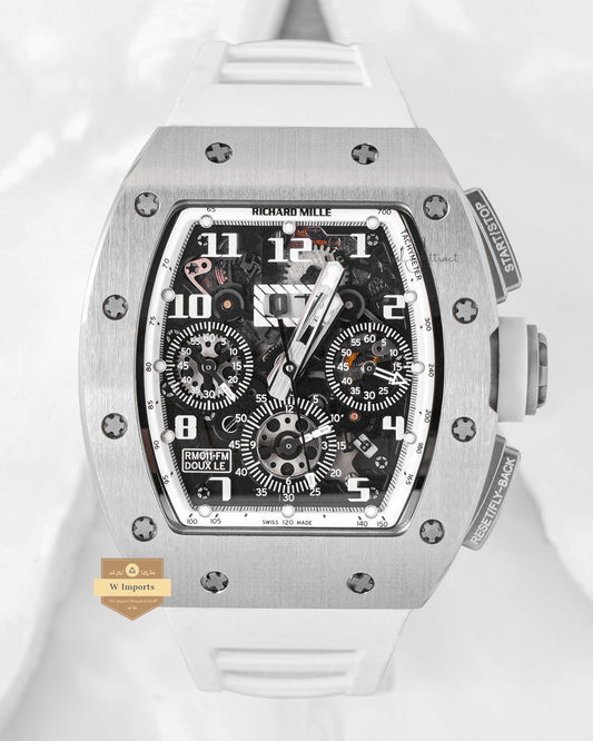 Latest Collection Chronograph Silver Case Black Skeleton Dial With White Rubber Strap