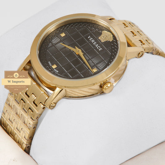 Latest Collection Yellow Gold With Black Dial Ladies Watch