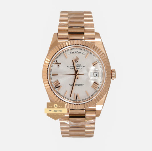 Latest Collection 40 Rose Gold With White Dial & Roman Numerals Automatic Watch EW Made