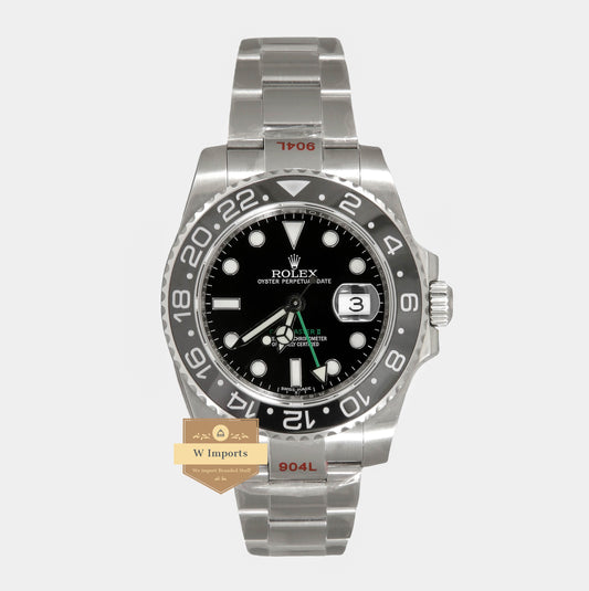 Latest Collection GMT 40 Silver With Black Dial Automatic Watch EW Made