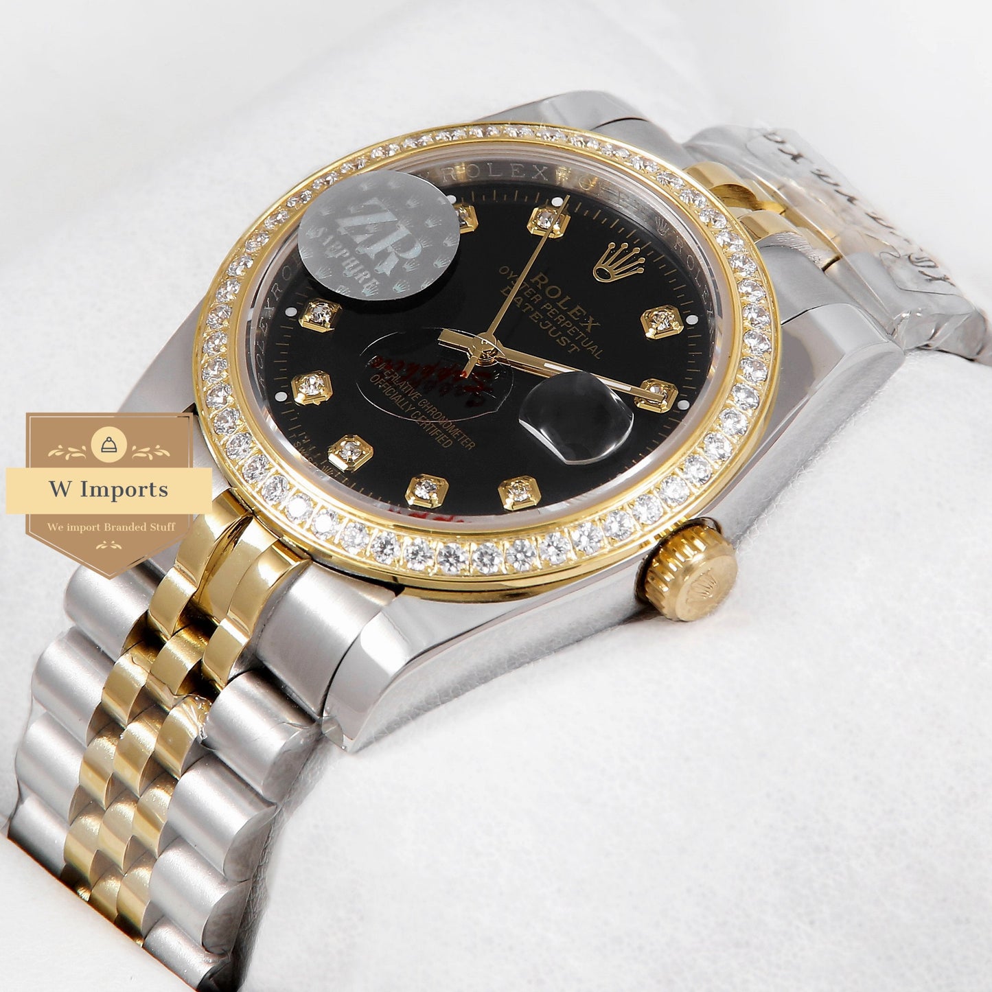 Latest Collection 36 Two Tone Yellow Gold With Black Dial Stone Bezel & Numeral Automatic Watch ZR Factory