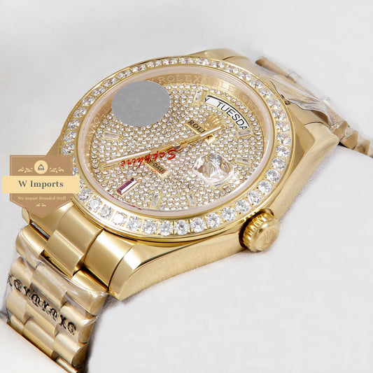 Latest Collection 40 Yellow Gold With Stone Dial & Bezel Automatic Watch ZR Factory