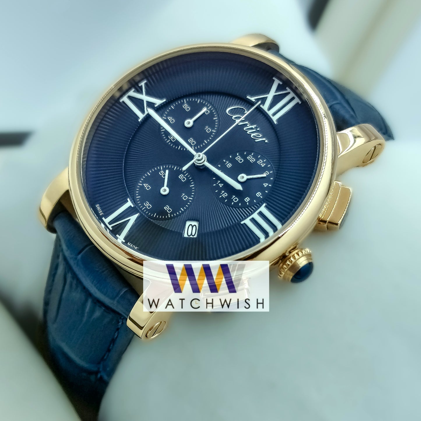 New Collection Rose Gold With Blue Dial Watch For Men