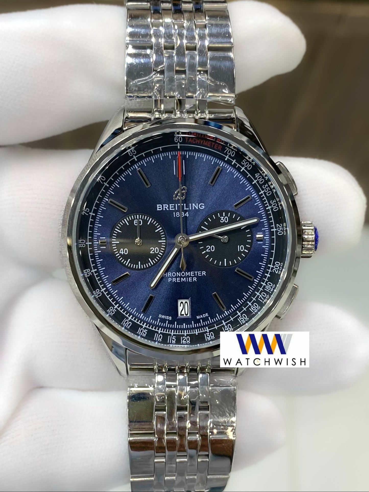 New Collection Silver With Blue Dial Chronograph Watch