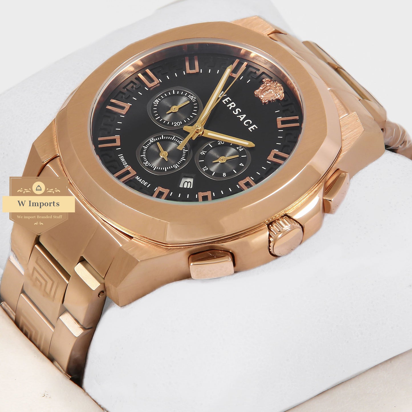 Latest Collection Rose Gold With Black Dial Chronograph