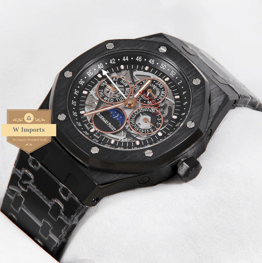 Latest Collection Perpetual Calendar All Black With Skeleton Dial Automatic Watch