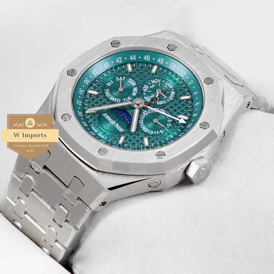 Latest Collection Perpetual Calendar Silver With Green Dial Automatic Watch
