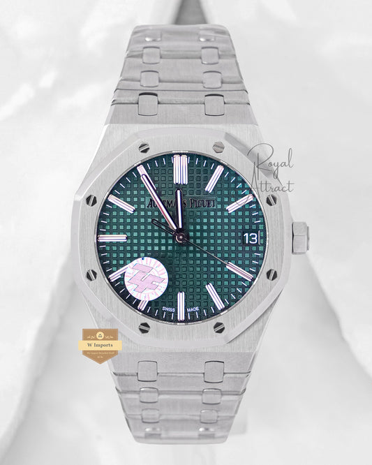 Latest Collection Silver Premium With Sea Green Dial Ppf Made Automatic Watch