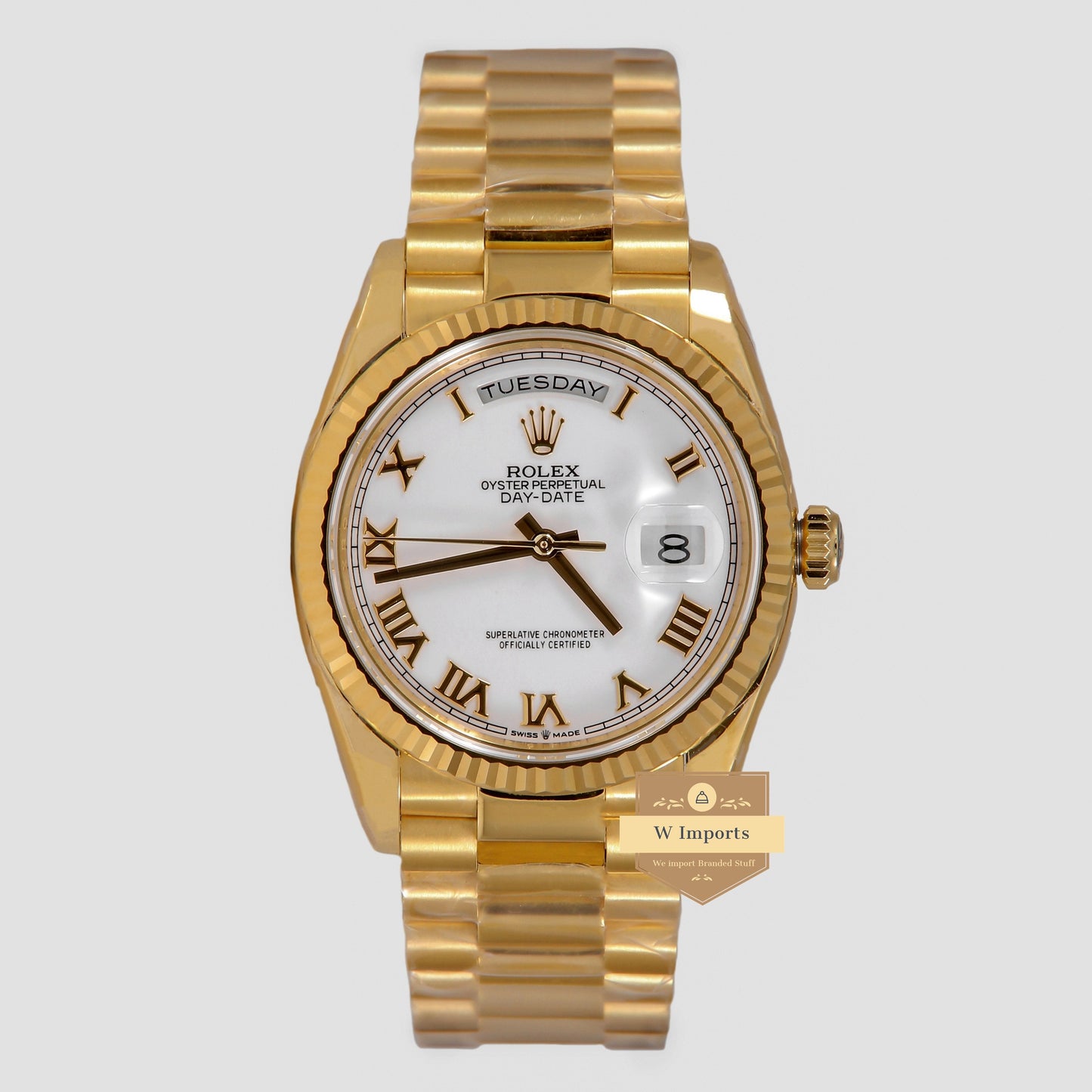 Latest Collection 36 Yellow Gold With White Dial & Roman Numeral Automatic Watch EW Made