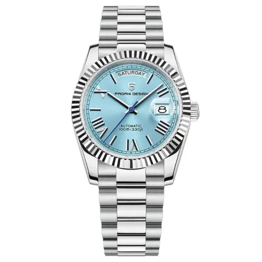 Pagani Design Silver Stainless Steel Aqua Blue Dial Automatic Watch For Men Pd1752