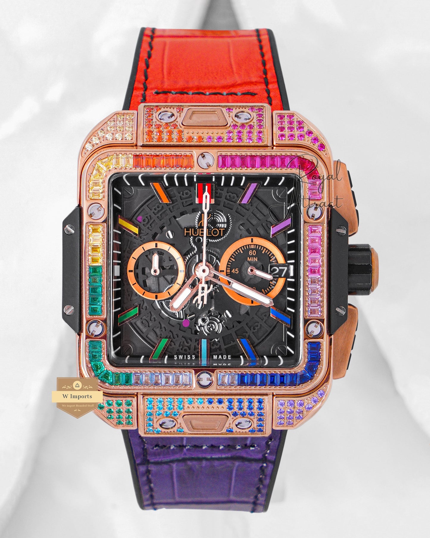 Latest Premium Collection Chronograph Rose Gold Multi Stone Bezel & Strap