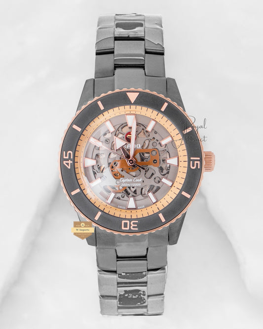 Latest Collection Skeleton All Black Matt Chain With Dial Automatic Watch