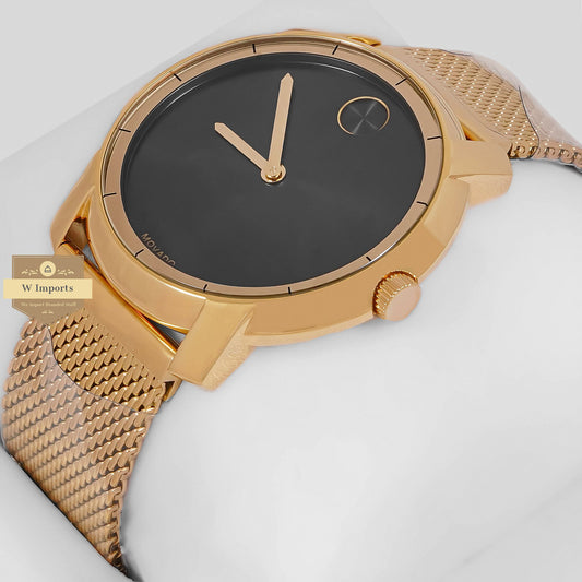 LATEST COLLECTION YELLOW GOLD WITH BLACK DIAL MESH BRACELET
