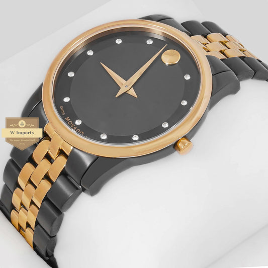 LATEST COLLECTION TWO TONE BLACK GOLD WITH DIAL & STONE FIGURE