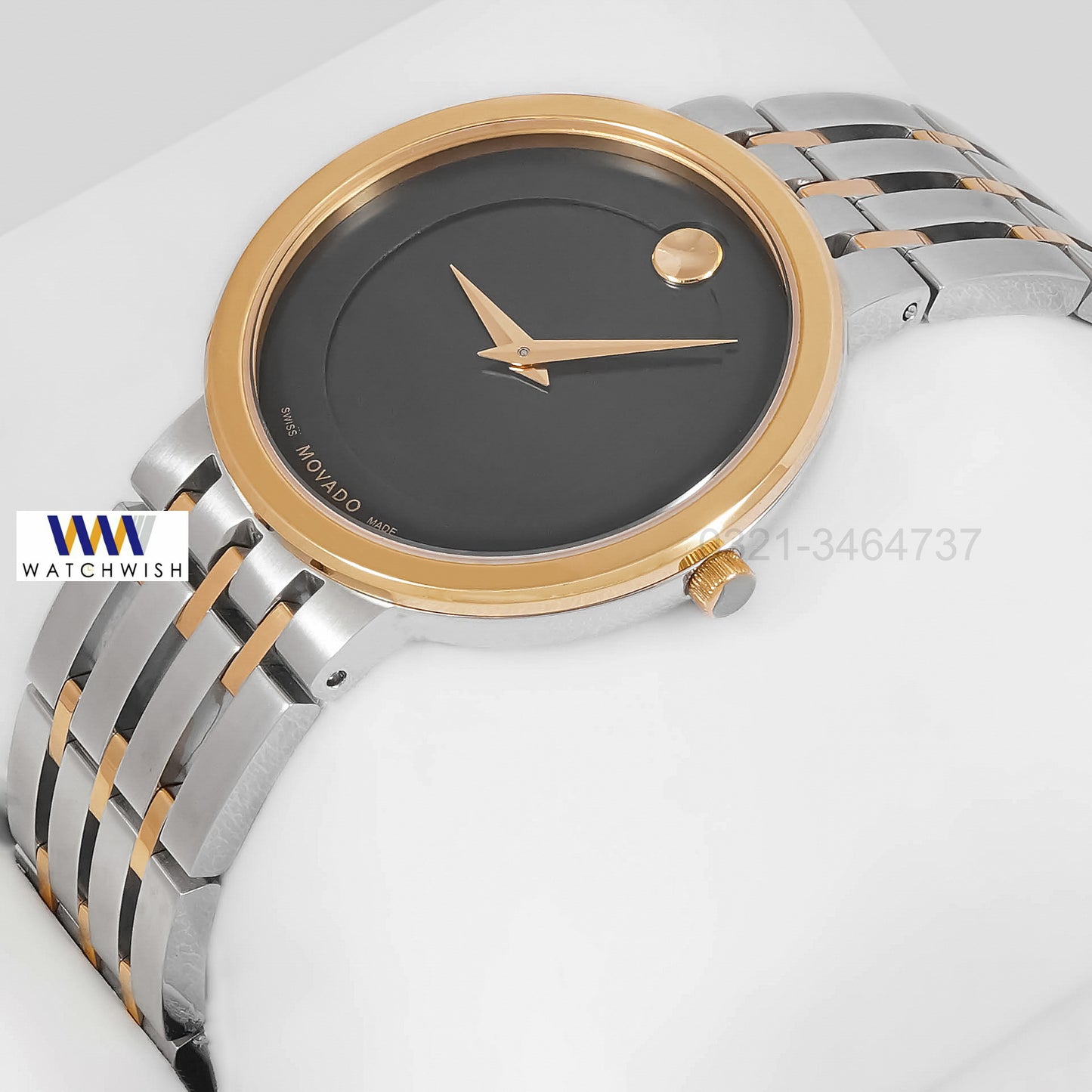 LATEST COLLECTION TWO TONE YELLOW GOLD WITH BLACK DIAL LADIES WATCH