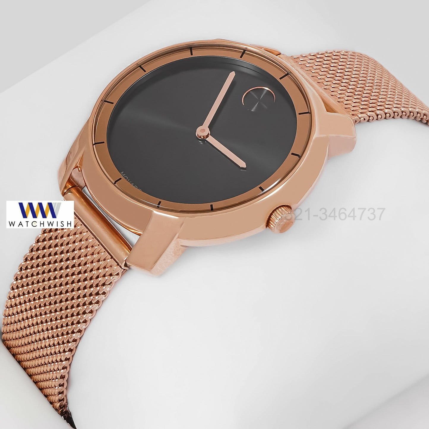 LATEST COLLECTION ROSE GOLD WITH BLACK DIAL MESH BRACELET LADIES WATCH