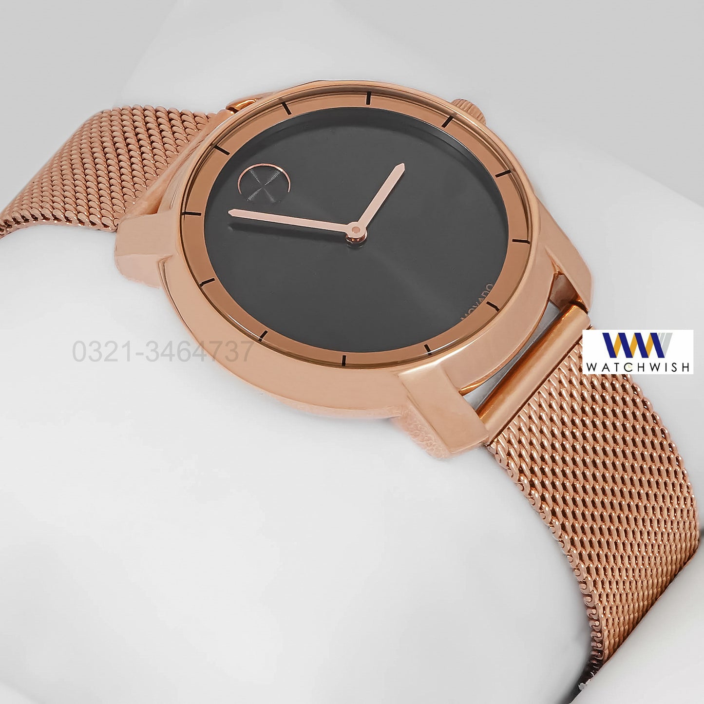 LATEST COLLECTION ROSE GOLD WITH BLACK DIAL MESH BRACELET LADIES WATCH