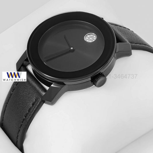 LATEST COLLECTION ALL BLACK WITH DIAL & LEATHER STRAP LADIES WATCH