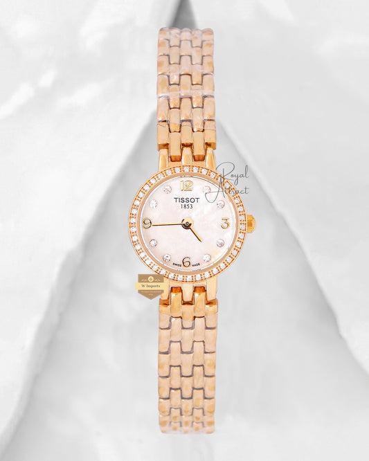 Latest Collection Yellow Gold With Mother Of Pearl Dial Stone Bezel Ladies Small Size Watch