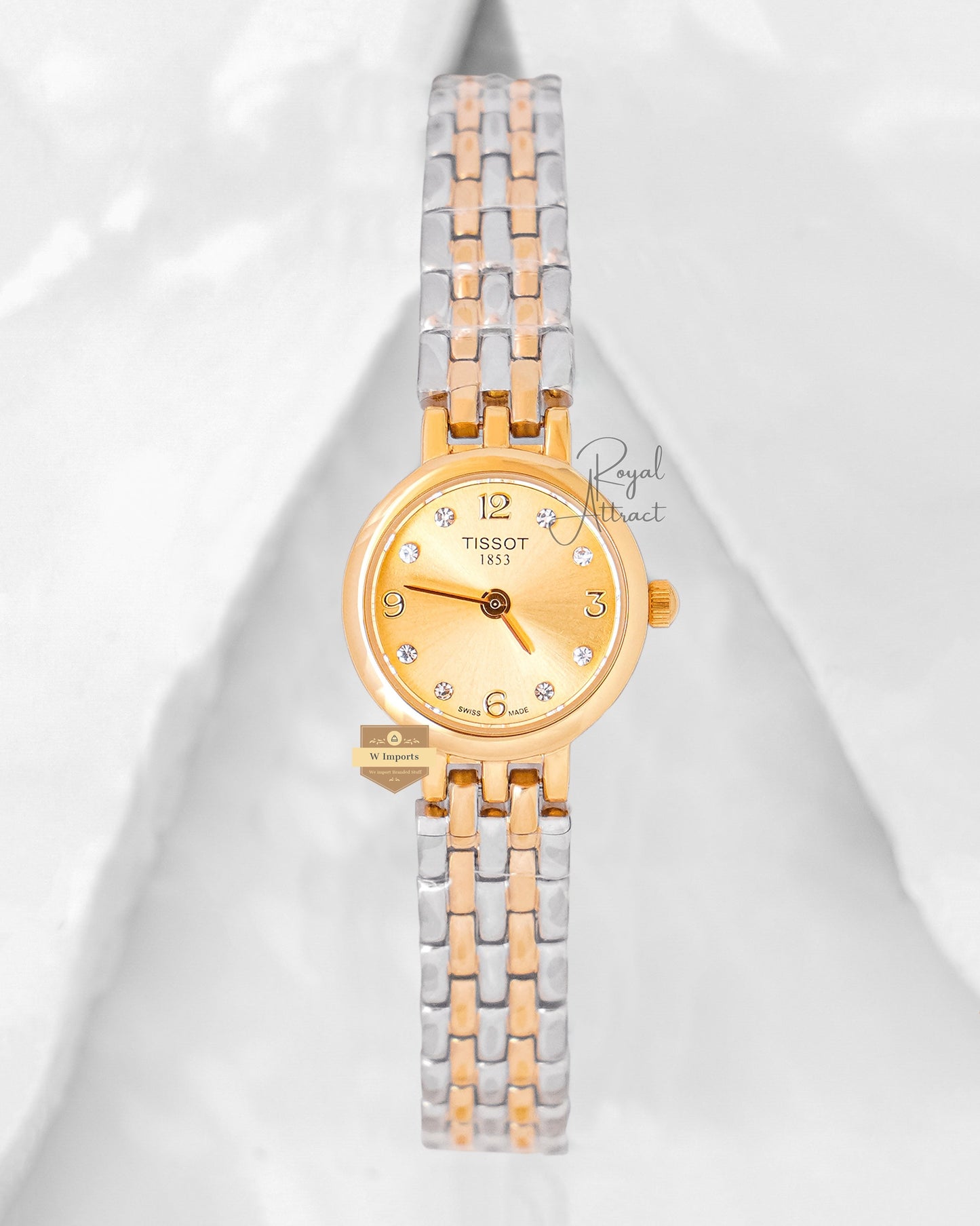 Latest Collection Two tone Yellow Gold With Golden Dial Ladies Small Size Watch