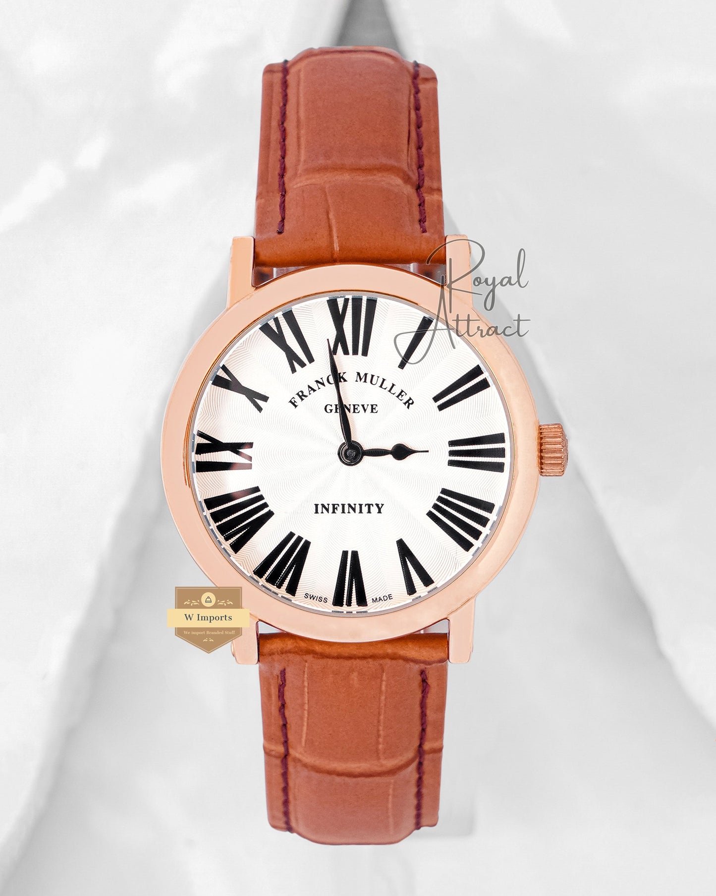 Latest New Collection Rose Gold With White Dial Strap Watch