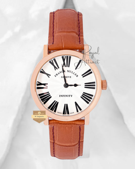 Latest New Collection Rose Gold With White Dial Strap Watch