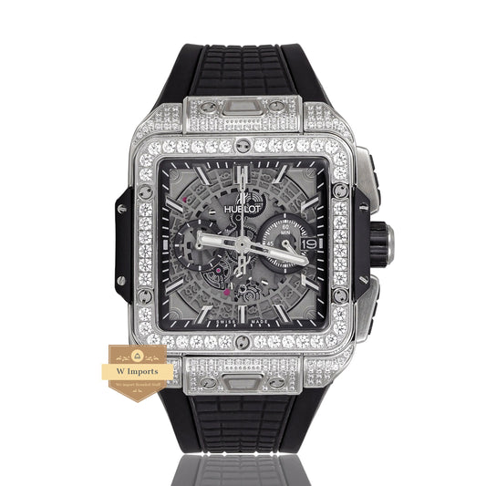 LATEST PREMIUM COLLECTION CHRONOGRAPH SILVER STONE BEZEL & BLACK DIAL WITH PVC STRAP