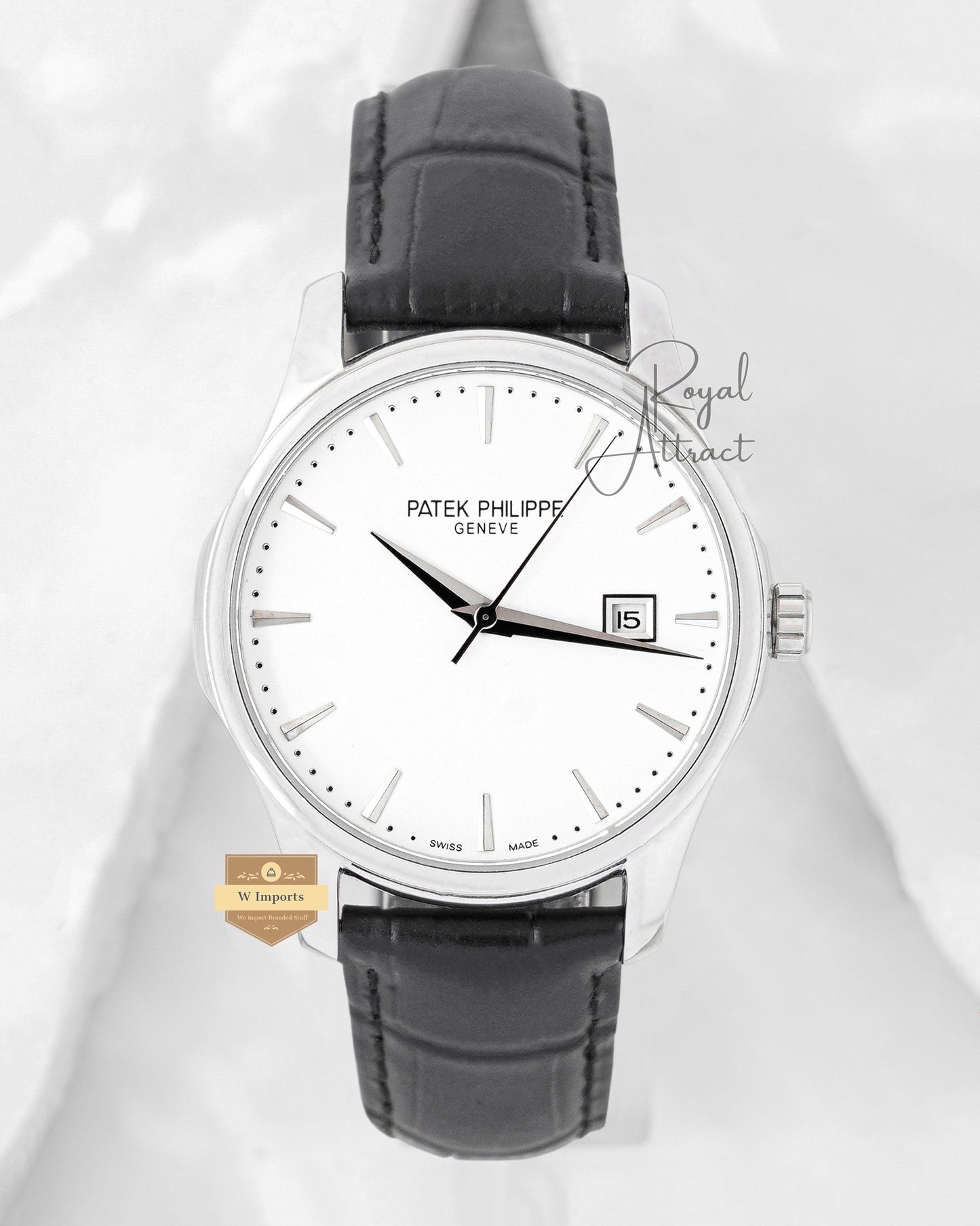 Latest Collection Silver Case With White Dial & Black Leather Strap