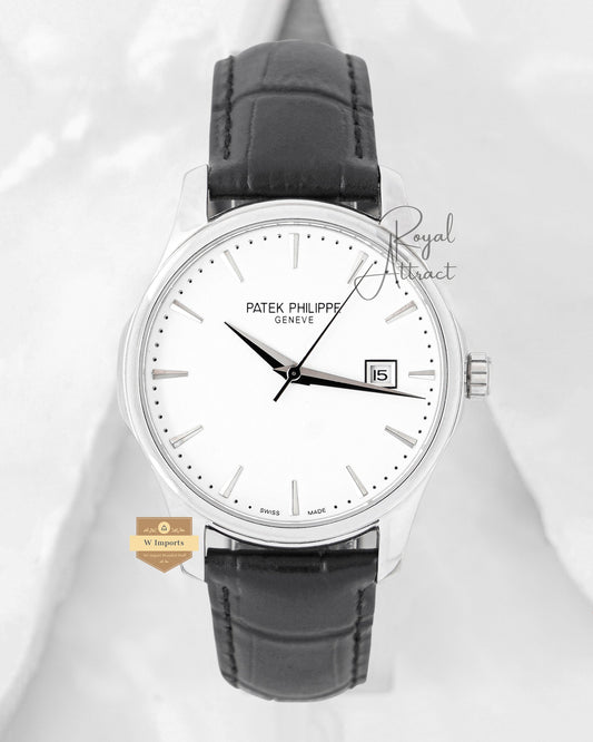 Latest Collection Silver Case With White Dial & Black Leather Strap