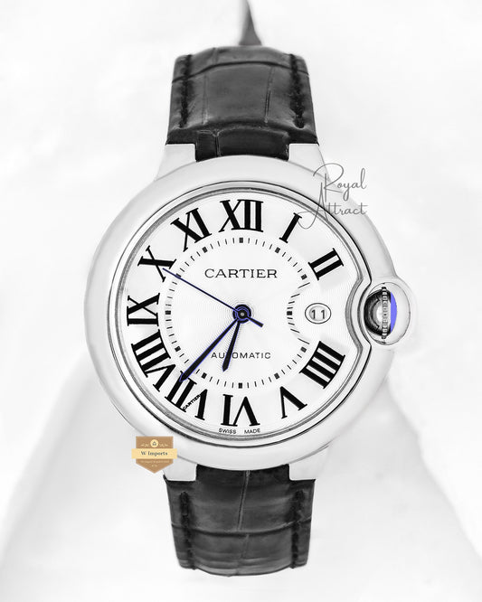 LATEST COLLECTION BALLON BLEU ALL SILVER WITH DIAL AND BLACK LEATHER STRAP