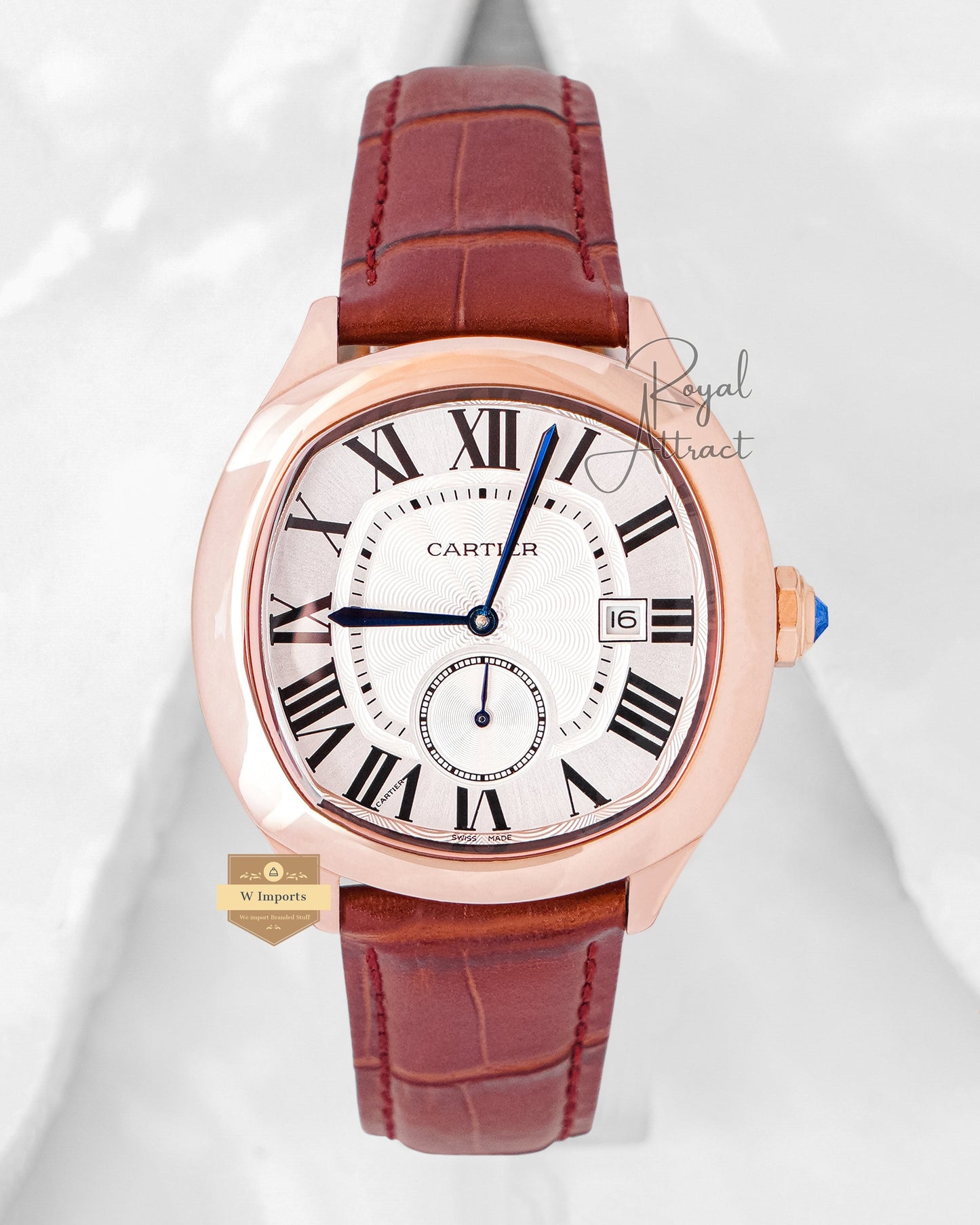 New Collection Rose Gold Case With White Dial Leather Strap Automatic Watch For Men