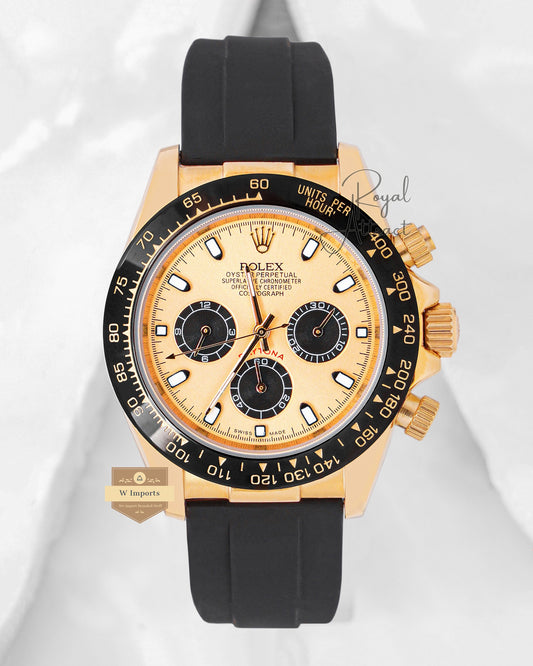 Latest Collection Chronograph 40 Yellow Gold Case With Ceramic Bezel & Black Rubber Strap V3 Made